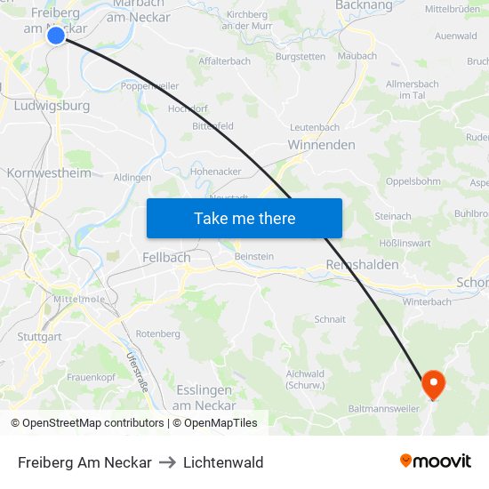 Freiberg Am Neckar to Lichtenwald map