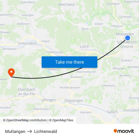 Mutlangen to Lichtenwald map