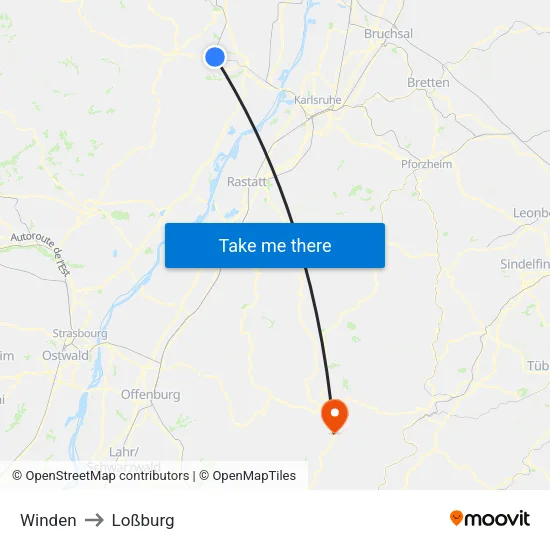 Winden to Loßburg map