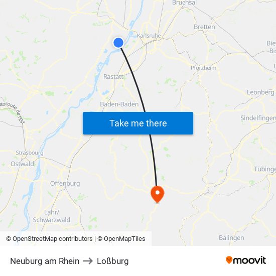 Neuburg am Rhein to Loßburg map