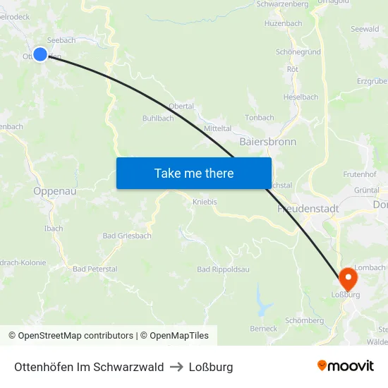 Ottenhöfen Im Schwarzwald to Loßburg map
