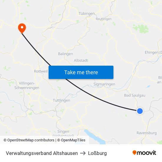 Verwaltungsverband Altshausen to Loßburg map