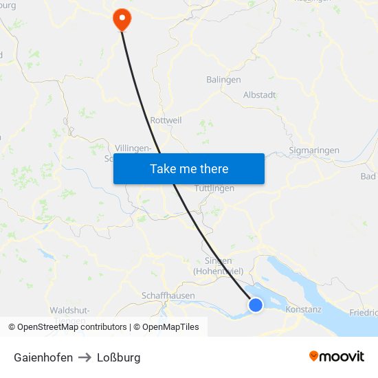 Gaienhofen to Loßburg map