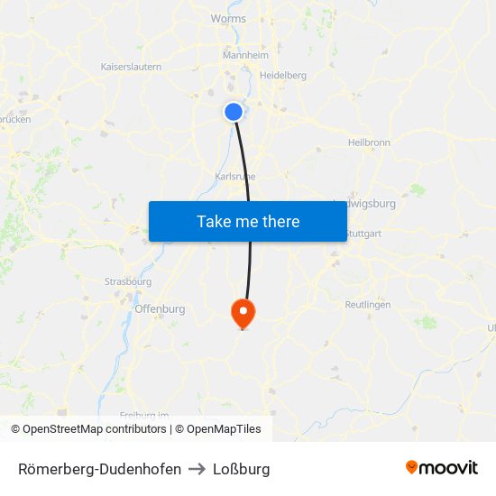 Römerberg-Dudenhofen to Loßburg map