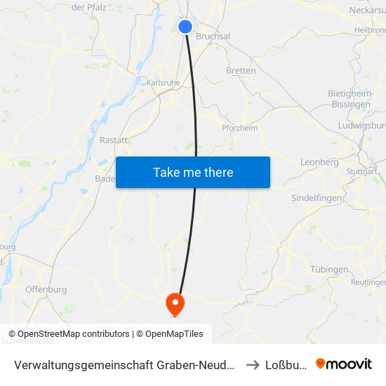 Verwaltungsgemeinschaft Graben-Neudorf to Loßburg map