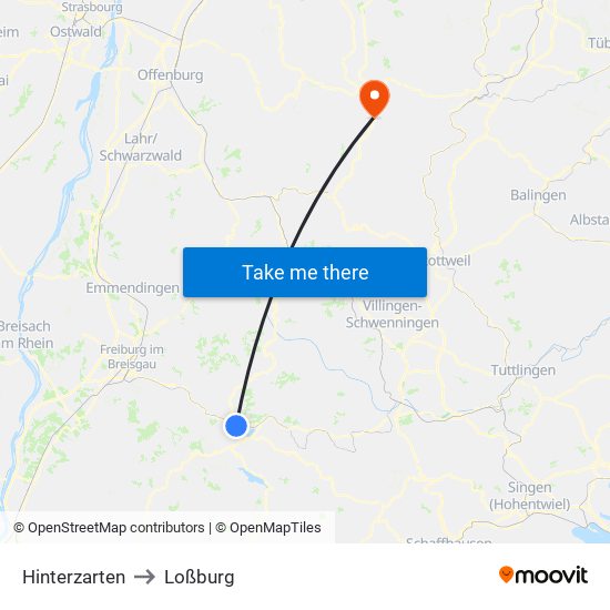 Hinterzarten to Loßburg map