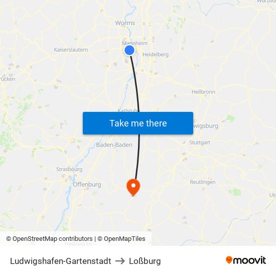 Ludwigshafen-Gartenstadt to Loßburg map