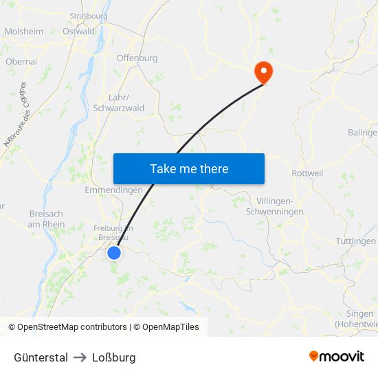 Günterstal to Loßburg map