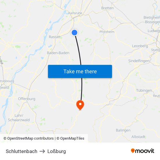 Schluttenbach to Loßburg map