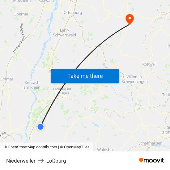 Niederweiler to Loßburg map