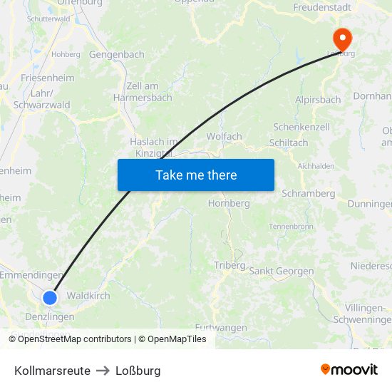 Kollmarsreute to Loßburg map