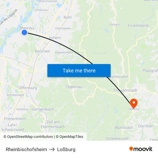 Rheinbischofsheim to Loßburg map