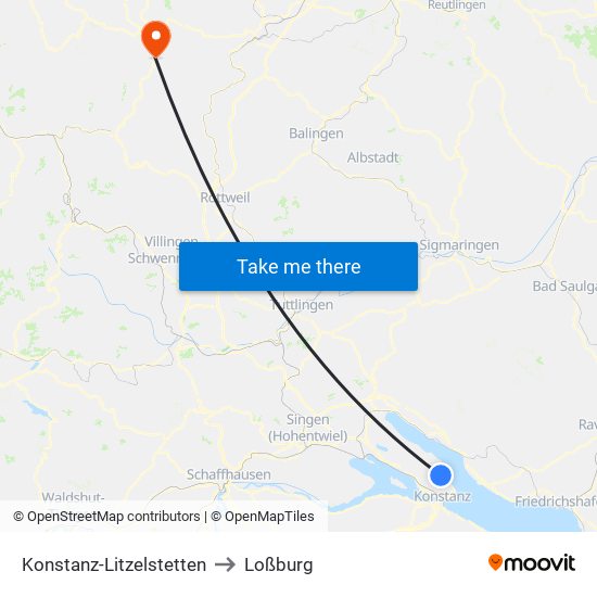 Konstanz-Litzelstetten to Loßburg map