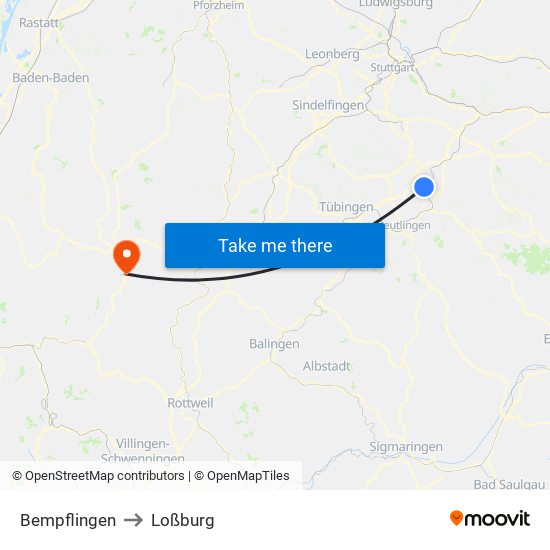Bempflingen to Loßburg map