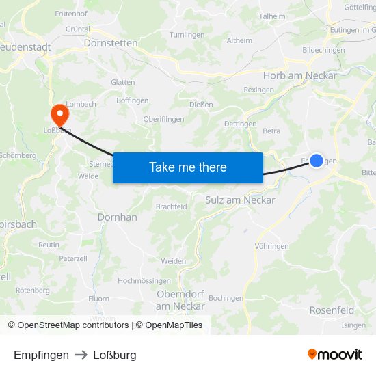 Empfingen to Loßburg map
