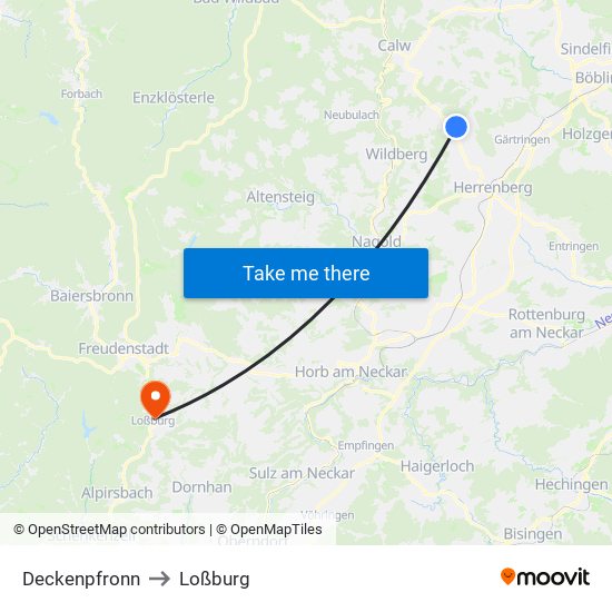 Deckenpfronn to Loßburg map