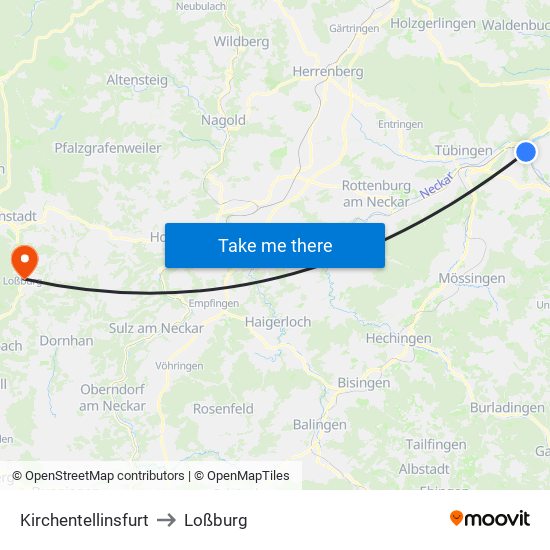 Kirchentellinsfurt to Loßburg map