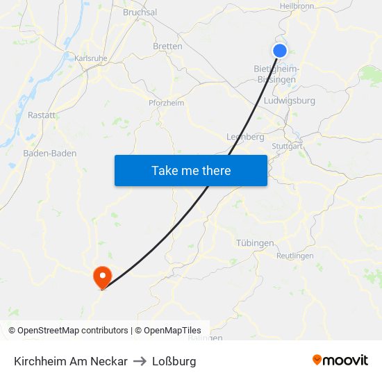 Kirchheim Am Neckar to Loßburg map