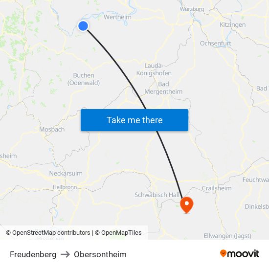 Freudenberg to Obersontheim map