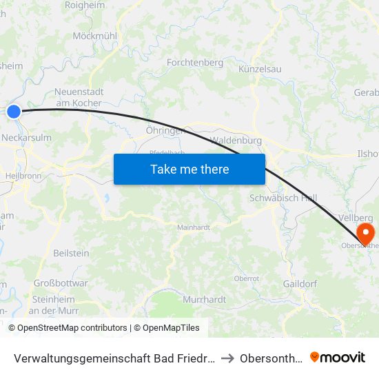 Verwaltungsgemeinschaft Bad Friedrichshall to Obersontheim map