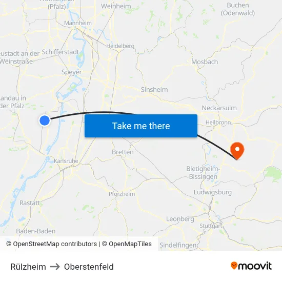 Rülzheim to Oberstenfeld map