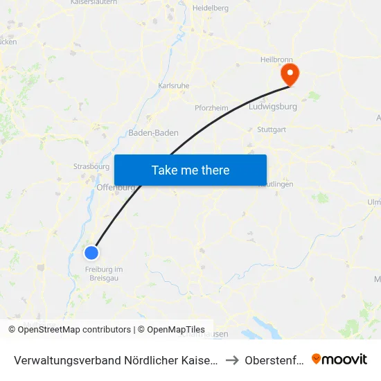 Verwaltungsverband Nördlicher Kaiserstuhl to Oberstenfeld map