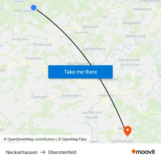 Neckarhausen to Oberstenfeld map