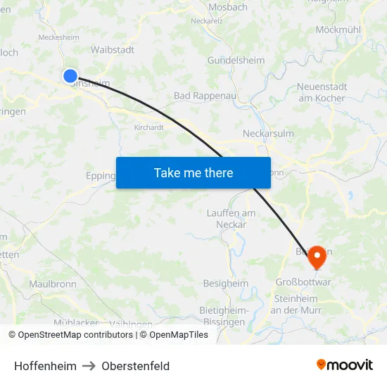 Hoffenheim to Oberstenfeld map
