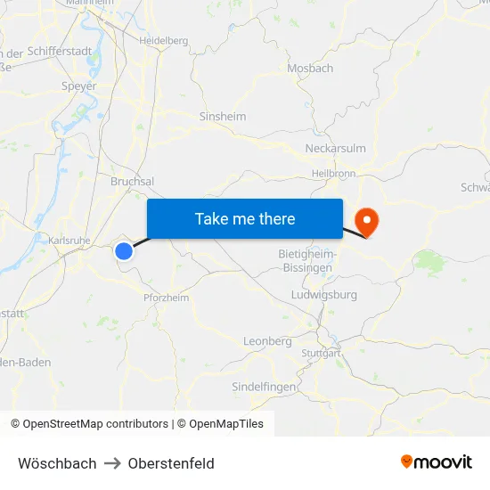 Wöschbach to Oberstenfeld map