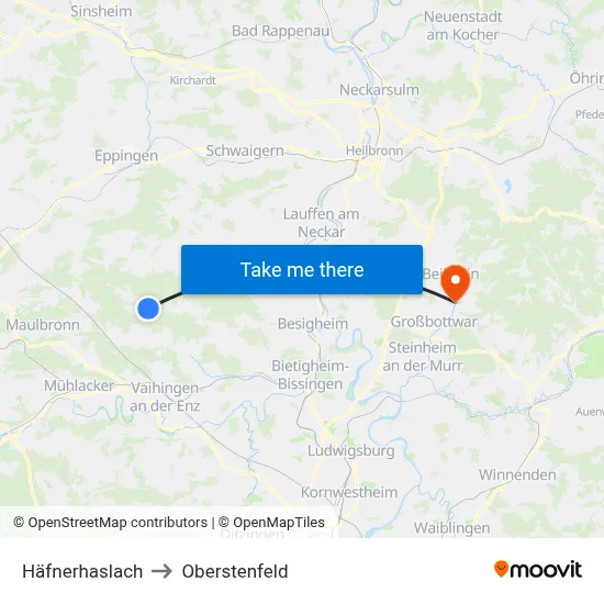 Häfnerhaslach to Oberstenfeld map