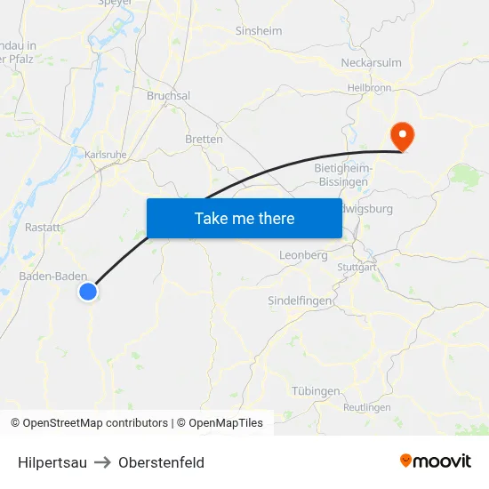 Hilpertsau to Oberstenfeld map