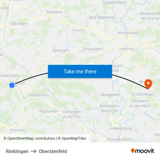 Rinklingen to Oberstenfeld map