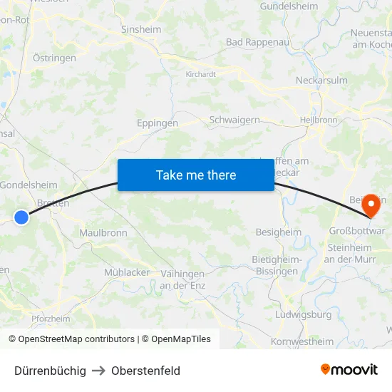 Dürrenbüchig to Oberstenfeld map