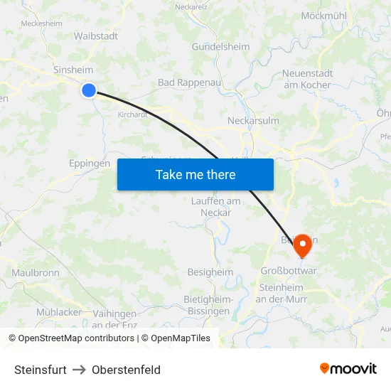 Steinsfurt to Oberstenfeld map