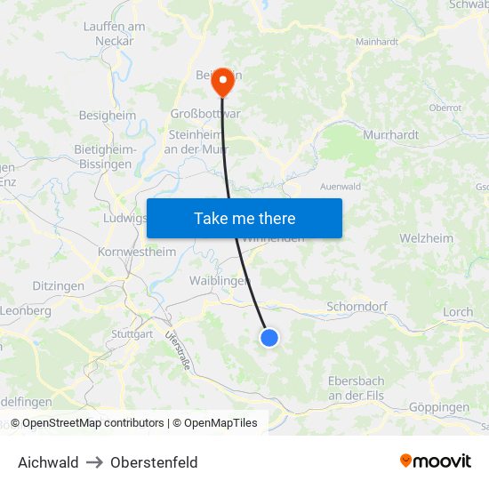 Aichwald to Oberstenfeld map