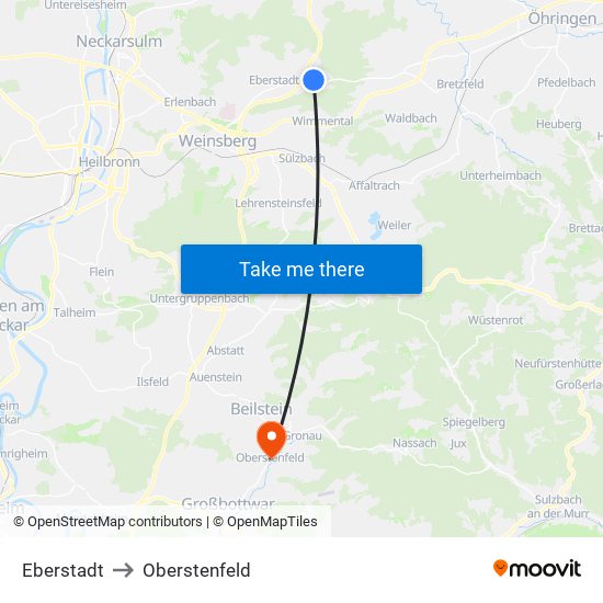 Eberstadt to Oberstenfeld map