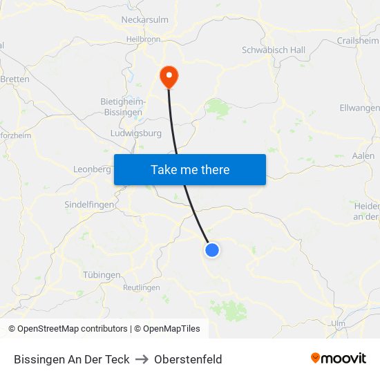Bissingen An Der Teck to Oberstenfeld map