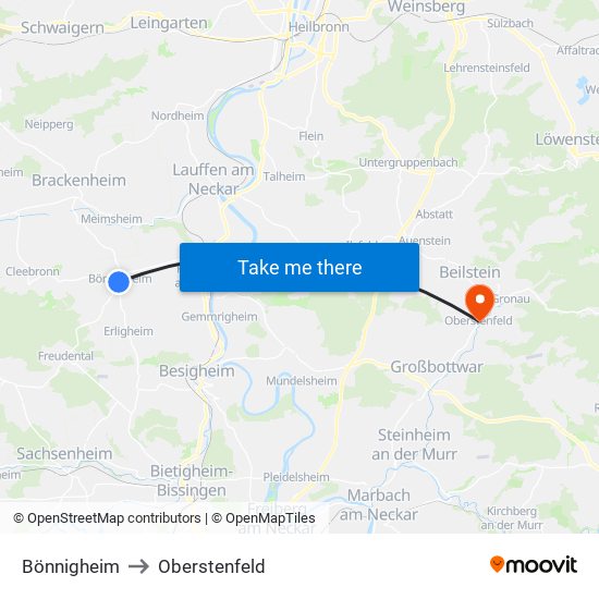 Bönnigheim to Oberstenfeld map