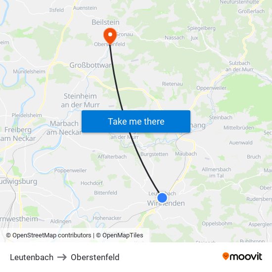 Leutenbach to Oberstenfeld map