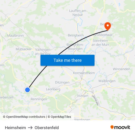 Heimsheim to Oberstenfeld map