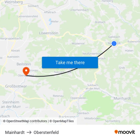 Mainhardt to Oberstenfeld map