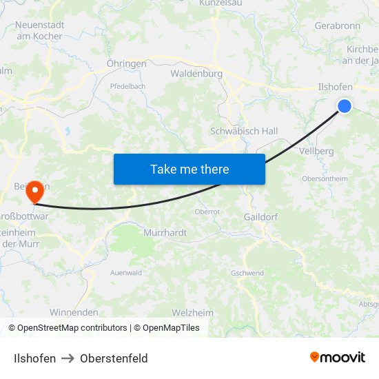 Ilshofen to Oberstenfeld map