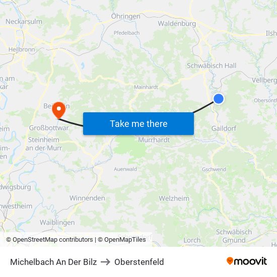 Michelbach An Der Bilz to Oberstenfeld map