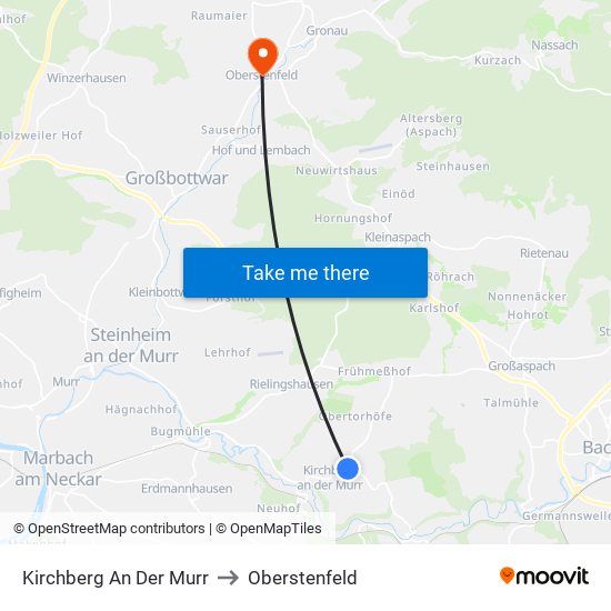 Kirchberg An Der Murr to Oberstenfeld map