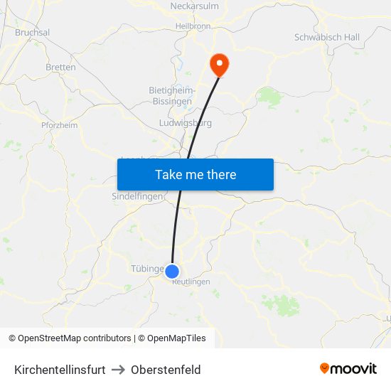 Kirchentellinsfurt to Oberstenfeld map