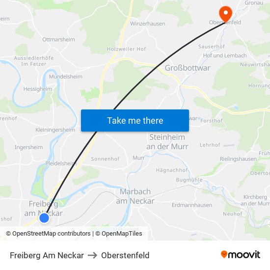 Freiberg Am Neckar to Oberstenfeld map