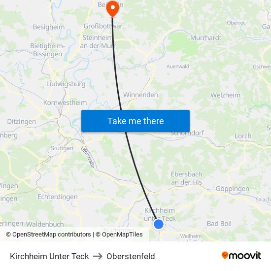 Kirchheim Unter Teck to Oberstenfeld map