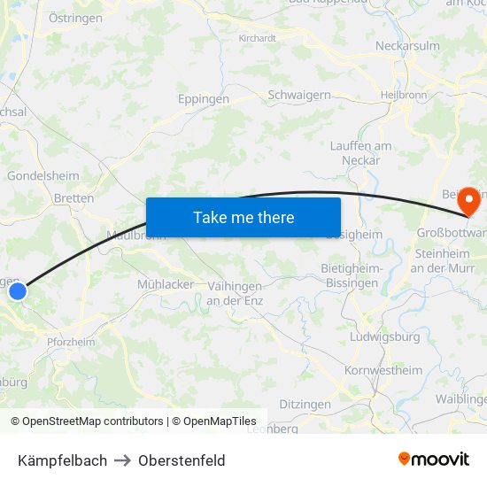 Kämpfelbach to Oberstenfeld map