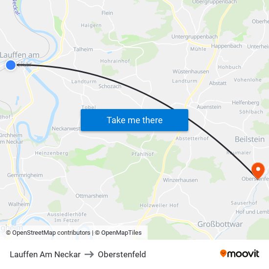 Lauffen Am Neckar to Oberstenfeld map