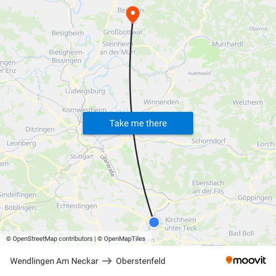 Wendlingen Am Neckar to Oberstenfeld map